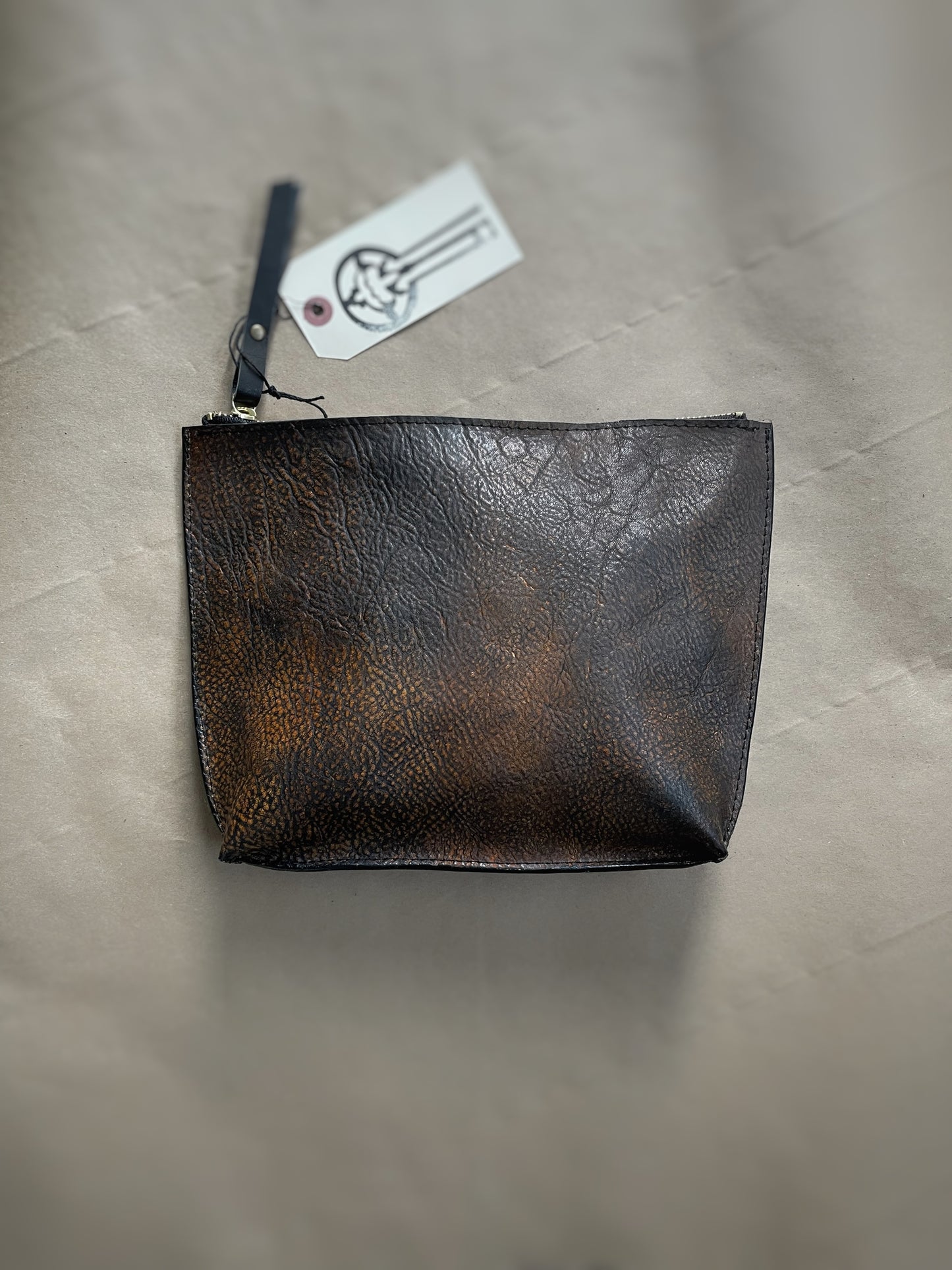 vintage inspired hand painted leather clutch